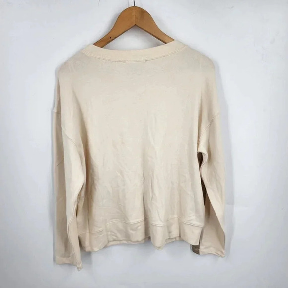 PHILOSOPHY Women's Lurex Stripe Knit Sweatshirt In Natural Sand Size L NWT - Picture 3 of 12